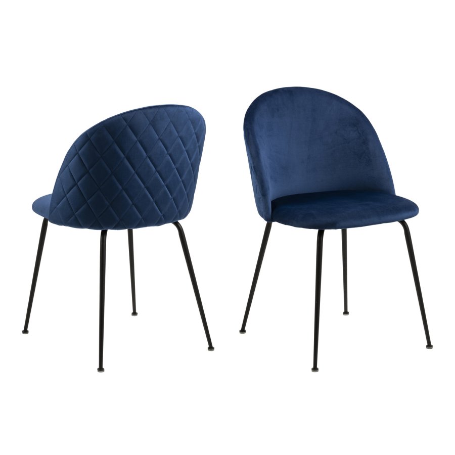 ACT NORDIC Louise Esszimmerstuhl - dunkelblau/schwarzer Stoff/Metall 