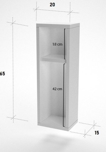 FUNZI LIVING Turra nattbord, m. 1 hylle - hvit melamin (20x15)