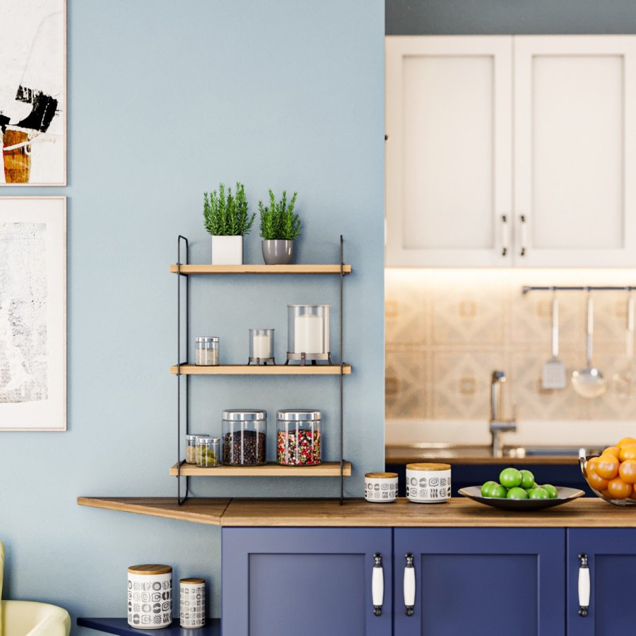 NORDVRK Pulalis vegghylle - naturlig melamin og metall