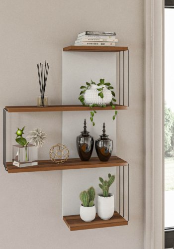 NORDVRK Cambel vegghylle - Furu og hvit melamin