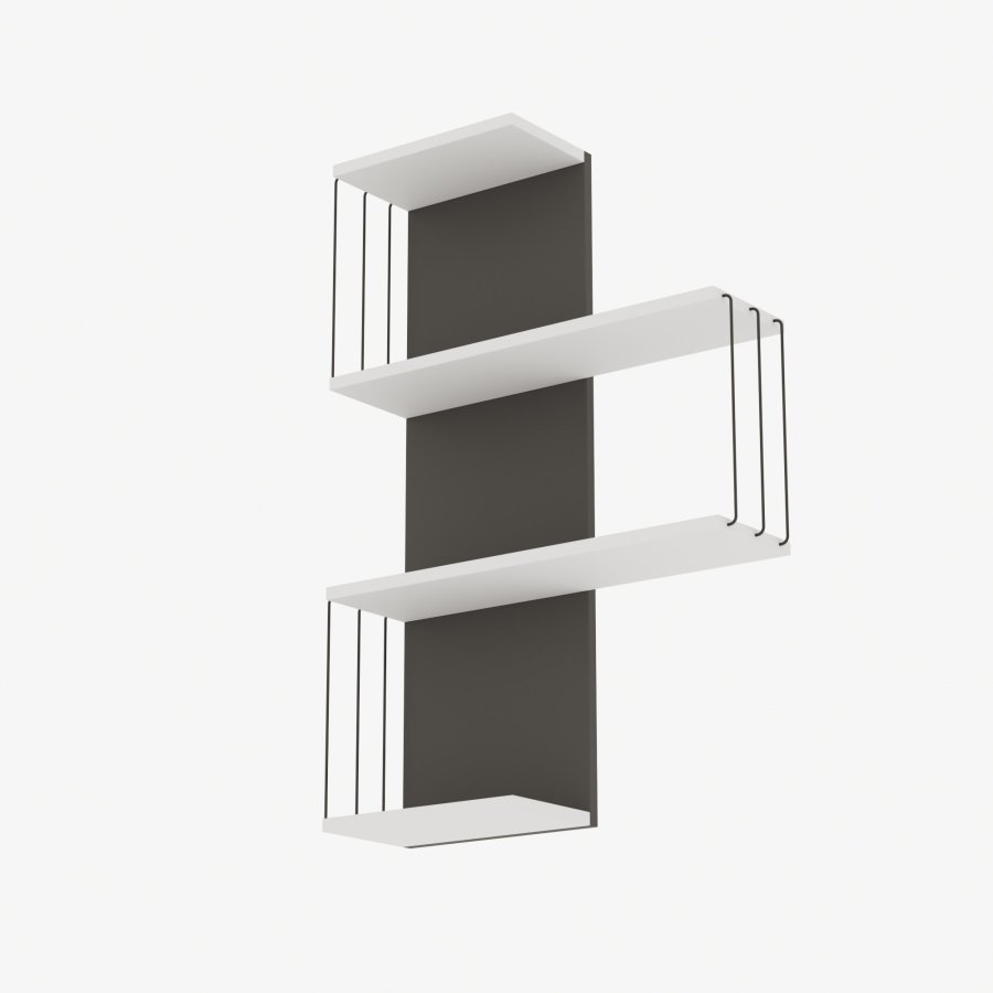 FUNZI LIVING Cambel vegghylle - hvit/antrasittgr melamin