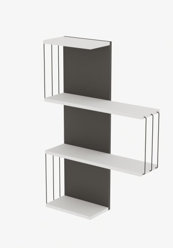 FUNZI LIVING Cambel vegghylle - hvit/antrasittgr melamin