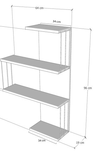 NORDVRK Cambel vegghylle, med 4 hyller - gul og antrasittgr melamin