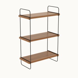 NORDVRK Pulalis vegghylle, med 3 hyller - valnttfarget melamin og metall