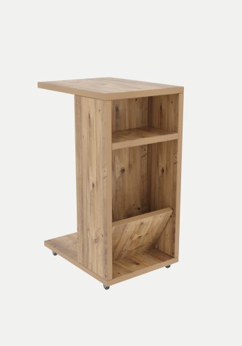 NORDVRK Filinta sidebord, m. hylle, magasinholder, hjul - furumelamin (30x40)