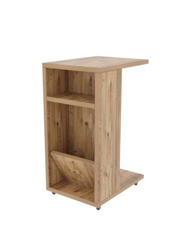 NORDVRK Filinta sidebord, m. hylle, magasinholder, hjul - furumelamin (30x40)