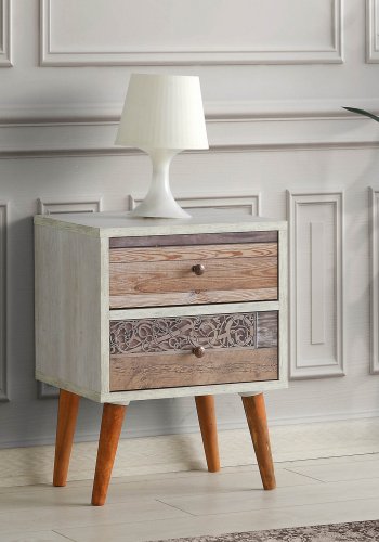 NORDVRK Malm Nattbord, Hvit valntt