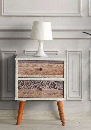 NORDVRK Malm Nattbord, Hvit valntt