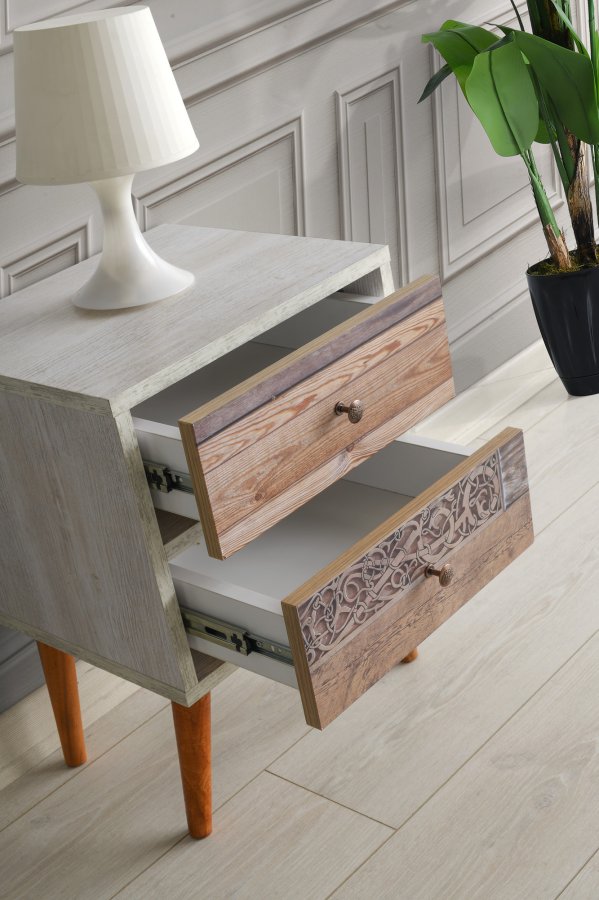 NORDVRK Malm Nattbord, Hvit valntt