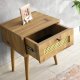 NORDVÄRK Euromos Nachttisch, mit Schublade - eichenfarbenes Melamin und Holz (40x35)