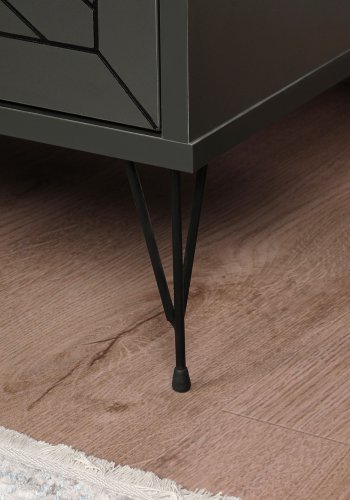 FUNZI LIVING Luna nattbord, m. 2 skuffer - antrasittgr melamin og antrasittgr metall (50x40)