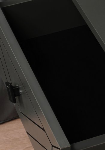 FUNZI LIVING Luna nattbord, m. 2 skuffer - antrasittgr melamin og antrasittgr metall (50x40)