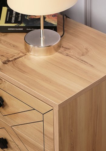 FUNZI LIVING Luna nattbord, m 2 skuffer - furumelamin og metall (50x40)