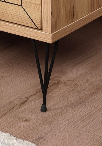 FUNZI LIVING Luna nattbord, m 2 skuffer - furumelamin og metall (50x40)