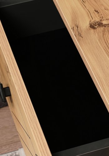 FUNZI LIVING Luna nattbord, m 2 skuffer - furumelamin og metall (50x40)