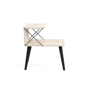 FUNZI LIVING Cross natbord, m. bundhylde - travertin melamin og sort bg (50x40)