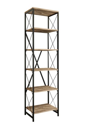 FUNZI LIVING Suadiye Bücherregal - Atlantic Pine Melamin und schwarzes Metall