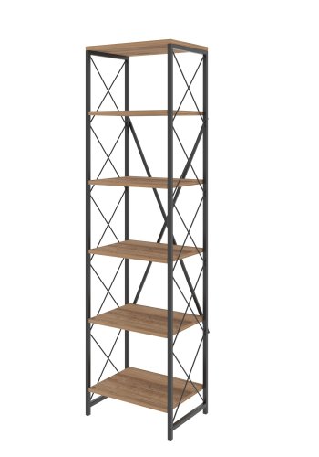 FUNZI LIVING Suadiye Bücherregal - Atlantic Pine Melamin und schwarzes Metall