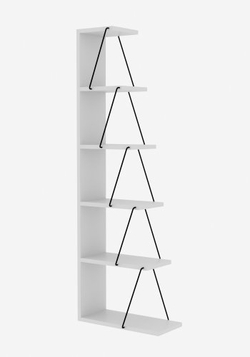 FUNZI LIVING Tlos Bücherregal, m. 6 Regale - weißes Melamin und schwarzes Metall