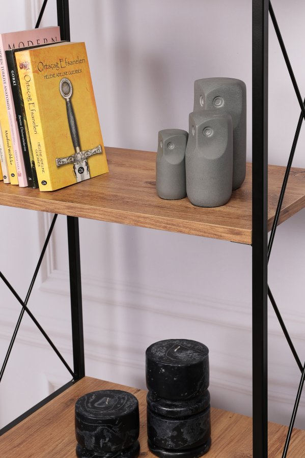 FUNZI LIVING Tervel Bücherregal, m. 2 Türen und 4 Regale - kieferfarbenes Melamin