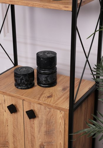 FUNZI LIVING Tervel Bücherregal, m. 2 Türen und 4 Regale - kieferfarbenes Melamin