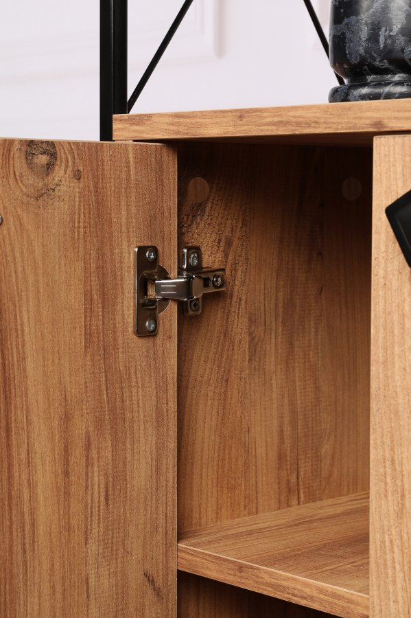 FUNZI LIVING Tervel Bücherregal, m. 2 Türen und 4 Regale - kieferfarbenes Melamin