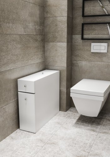 FUNZI LIVING Calencia Badezimmerschrank, m. 2 Schubladen - weißes Melamin