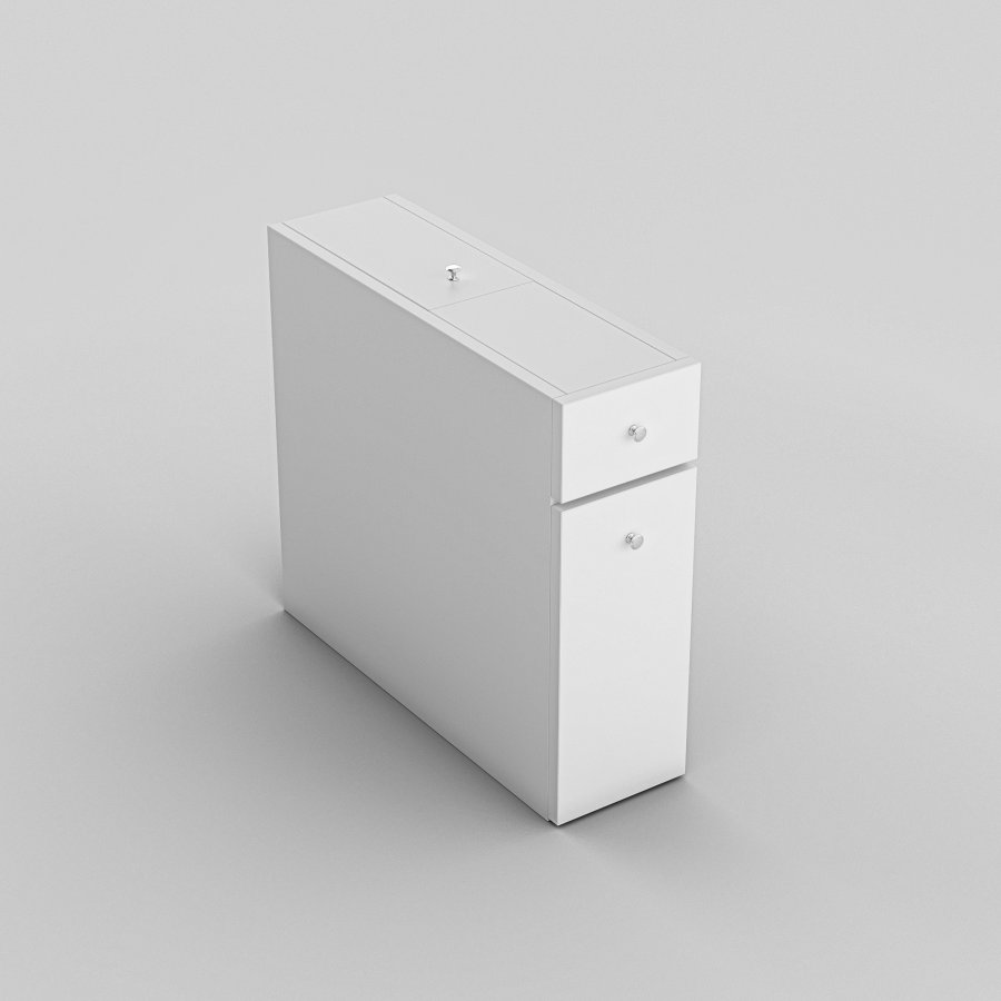 FUNZI LIVING Calencia Badezimmerschrank, m. 2 Schubladen - weißes Melamin