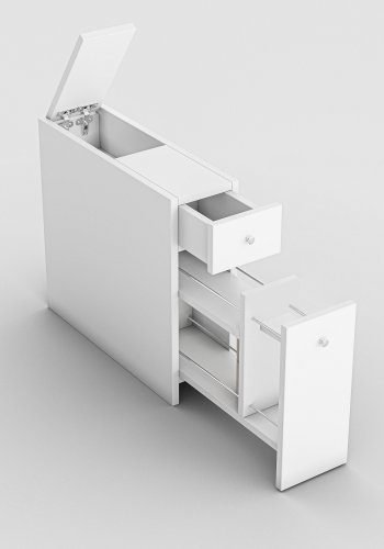 FUNZI LIVING Calencia Badezimmerschrank, m. 2 Schubladen - weißes Melamin