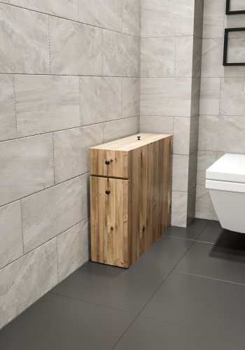 FUNZI LIVING Calencia Badezimmerschrank, m. 2 Schubladen - eichenfarbenes Melamin