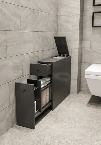 FUNZI LIVING Calencia Badezimmerschrank, m. 2 Schubladen - anthrazitgraues Melamin