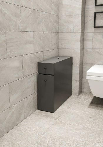 FUNZI LIVING Calencia Badezimmerschrank, m. 2 Schubladen - anthrazitgraues Melamin