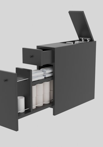 FUNZI LIVING Calencia Badezimmerschrank, m. 2 Schubladen - anthrazitgraues Melamin
