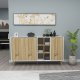 FUNZI LIVING Style Sideboard, m. 3 Türen und 6 Regalen - weißes und natürliches Melamin und Holz