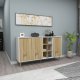 FUNZI LIVING Style Sideboard, m. 3 Türen und 6 Regalen - weißes und natürliches Melamin und Holz