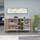 FUNZI LIVING Style Sideboard, m. 3 Türen und 6 Regalen - weißes und natürliches Melamin und Holz