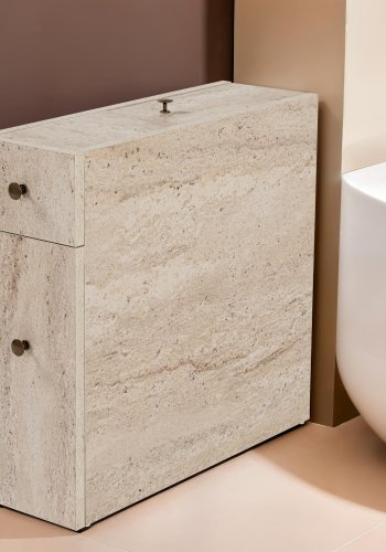 FUNZI LIVING Calencia baderomsskap, med 1 dr og 2 skuffer - travertin melamin