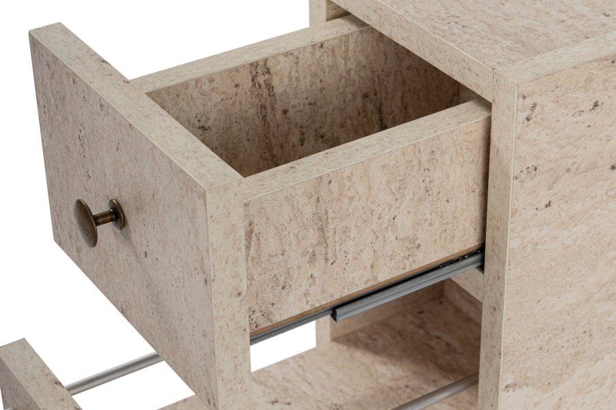 FUNZI LIVING Calencia baderomsskap, med 1 dr og 2 skuffer - travertin melamin
