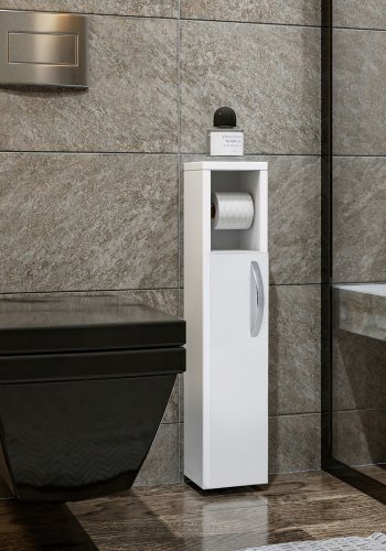 FUNZI LIVING Star baderomsskap, m. 1 dr og 1 toalettrullholder - hvit melamin