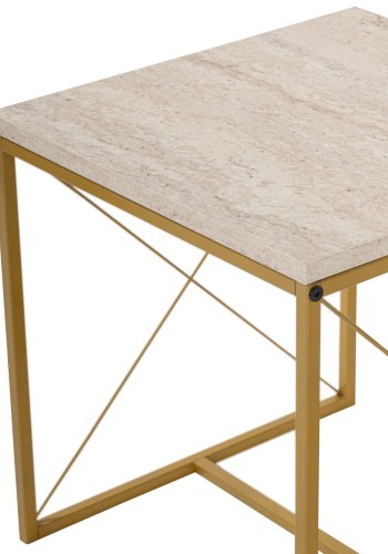 NORDVÄRK Defne sofabord - travertin melamin og guld metal (st med 3)