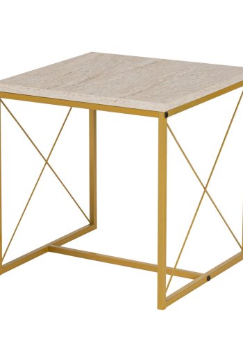 NORDVÄRK Defne - guld, travertin sofabordsst