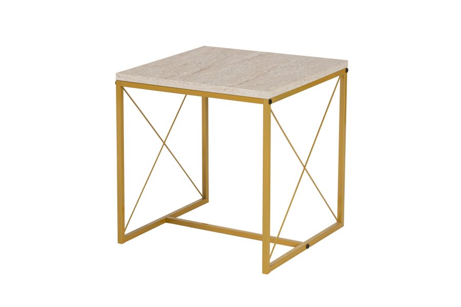 NORDVÄRK Defne - guld, travertin sofabordsst
