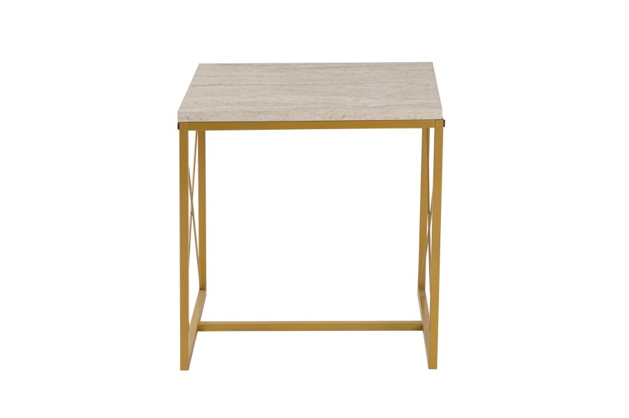 NORDVÄRK Defne - guld, travertin sofabordsst