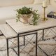 NORDVRK Defne salongbord - travertin melamin og svart metall (sett med 3)