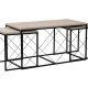 NORDVRK Defne salongbord - travertin melamin og svart metall (sett med 3)