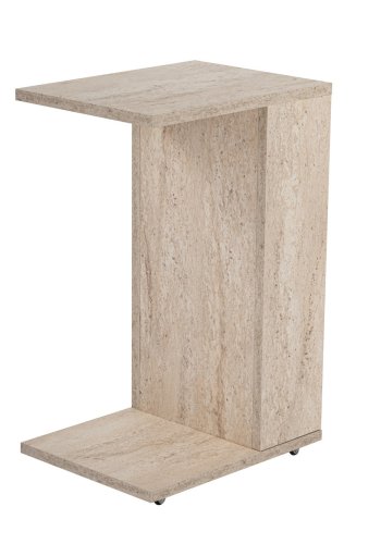 NORDVÄRK Filinta sidebord, med hyller og hjul, rektangulrt - hvit travertin melamin (30x40)