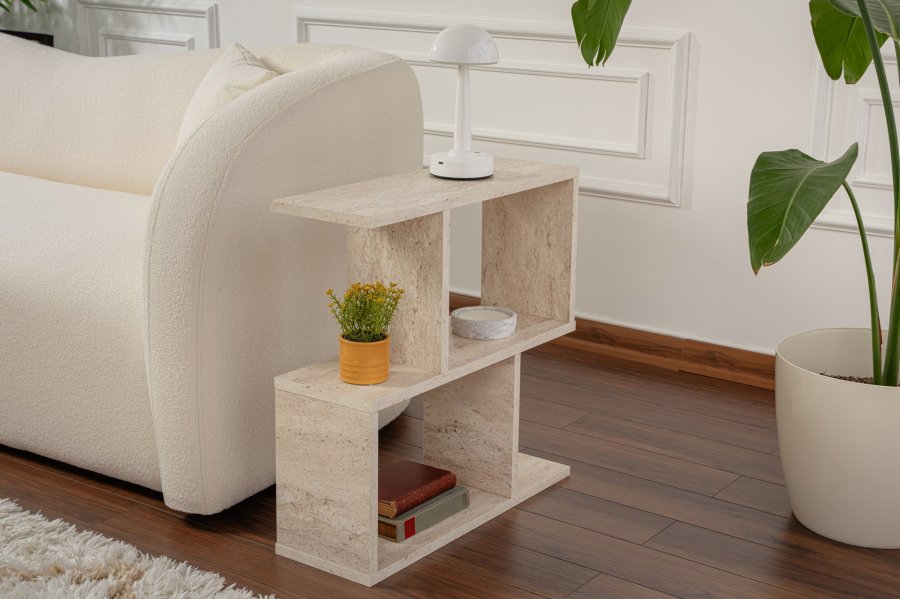 NORDVRK Life sidebord, med 2 hyller, rektangulrt - travertin melamin (60x20)