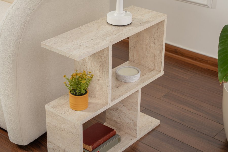 NORDVRK Life sidebord, med 2 hyller, rektangulrt - travertin melamin (60x20)