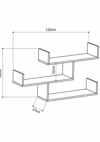 FUNZI LIVING Tibet vegghylle - antrasittgr melamin
