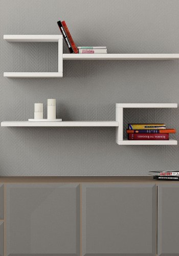 NORDVRK Gaffelvegghylle - hvit melamin (sett med 2)